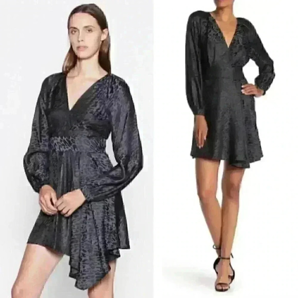 NWT Equipment Femme Alexandria Dress in Silk Jacquard Black Cheetah Print - Picture 1 of 7